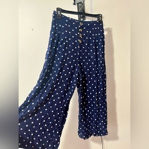 American Eagle Blue and White Polka Dot Flowy Pants